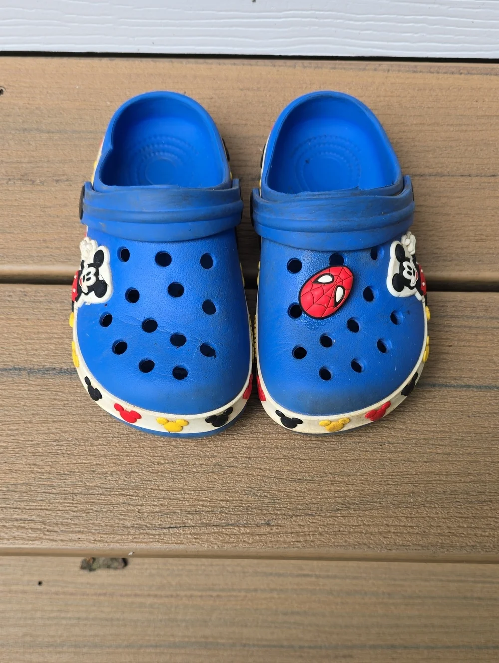 Blue Kids Clog Shoes with Mickey Character Accents